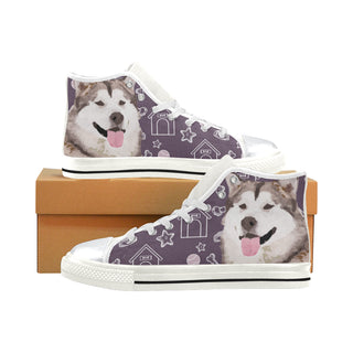 Alaskan Malamute White High Top Canvas Shoes for Kid - TeeAmazing