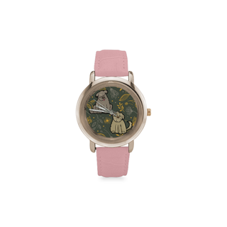 Briard Flower Women's Rose Gold Leather Strap Watch - TeeAmazing
