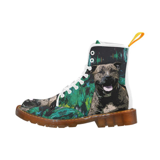 Staffordshire Bull Terrier White Boots For Women - TeeAmazing