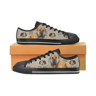 English Mastiff Dog Black Low Top Canvas Shoes for Kid - TeeAmazing