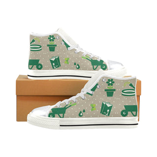Gardening White High Top Canvas Shoes for Kid - TeeAmazing