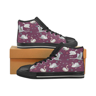 Swan Black High Top Canvas Shoes for Kid - TeeAmazing