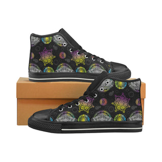 Lotus and Mandalas Black Men’s Classic High Top Canvas Shoes - TeeAmazing