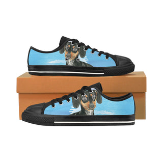 Dachshund Water Colour No.1 Black Men's Classic Canvas Shoes/Large Size - TeeAmazing