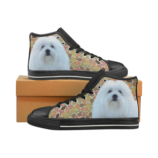 Coton De Tulear Dog Black Women's Classic High Top Canvas Shoes - TeeAmazing