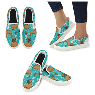 Bullmastiff Flower White Women's Slip-on Canvas Shoes - TeeAmazing