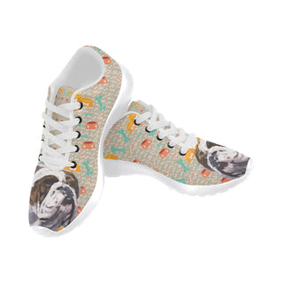 English Bulldog White Sneakers for Men - TeeAmazing