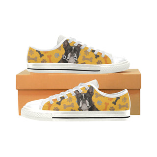 Boston Terrier White Men's Classic Canvas Shoes - TeeAmazing