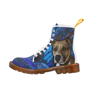 American Staffordshire Terrier White Boots For Men - TeeAmazing