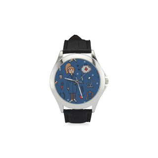 Pharmacist Pattern Women's Classic Leather Strap Watch - TeeAmazing