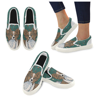 Papillon Dog White Women's Slip-on Canvas Shoes - TeeAmazing