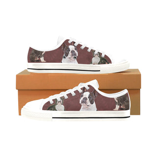 Boston Terrier Lover White Men's Classic Canvas Shoes/Large Size - TeeAmazing