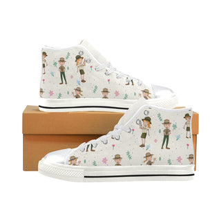Zoo Keeper Pattern White High Top Canvas Women's Shoes/Large Size - TeeAmazing