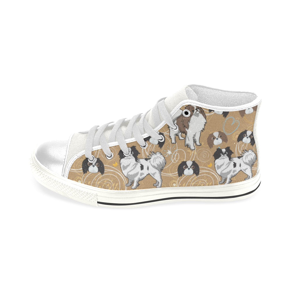 Japanese Chin White Men’s Classic High Top Canvas Shoes - TeeAmazing