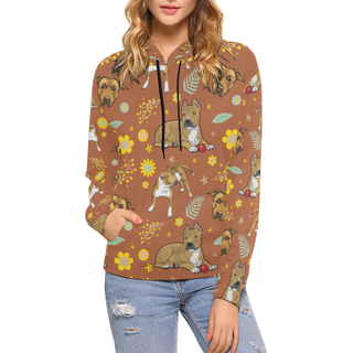 American Staffordshire Terrier Flower All Over Print Hoodie for Women (USA Size) (Model H13) - TeeAmazing