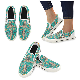 Airedale Terrier Pattern White Women's Slip-on Canvas Shoes/Large Size (Model 019) - TeeAmazing