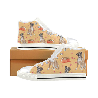 Boxer Water Colour Pattern No.1 White High Top Canvas Women's Shoes/Large Size - TeeAmazing