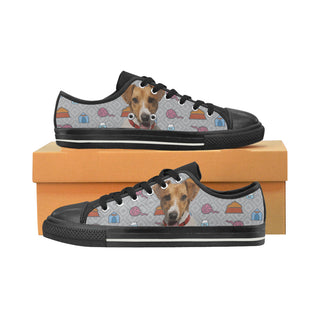 Jack Russell Terrier Blalck Canvas Women's Shoes/Large Size - TeeAmazing