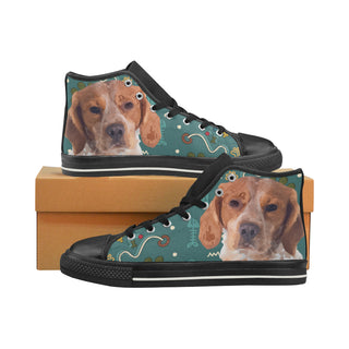 Brittany Spaniel Dog Black High Top Canvas Shoes for Kid - TeeAmazing