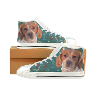Brittany Spaniel Dog White High Top Canvas Shoes for Kid - TeeAmazing