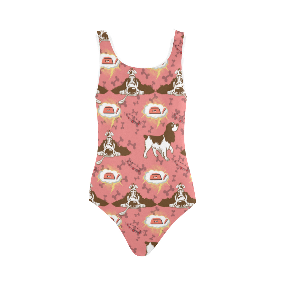 English Cocker Spaniel Pattern Vest One Piece Swimsuit - TeeAmazing
