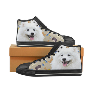Samoyed Dog Black High Top Canvas Shoes for Kid - TeeAmazing