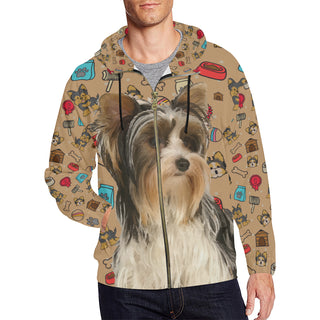 Biewer Terrier All Over Print Full Zip Hoodie for Men - TeeAmazing