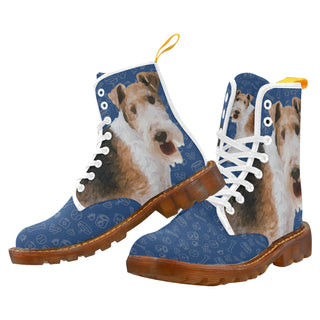 Wire Hair Fox Terrier Dog White Boots For Men - TeeAmazing