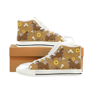 Eurasier Flower White High Top Canvas Women's Shoes/Large Size (Model 017) - TeeAmazing