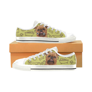 Brussels Griffon White Low Top Canvas Shoes for Kid - TeeAmazing