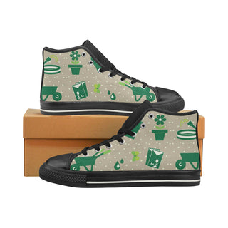 Gardening Black High Top Canvas Shoes for Kid - TeeAmazing