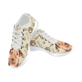 Airedale Terrier White Sneakers Size 13-15 for Men - TeeAmazing