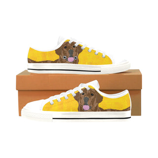 Chocolate Labrador White Men's Classic Canvas Shoes/Large Size - TeeAmazing