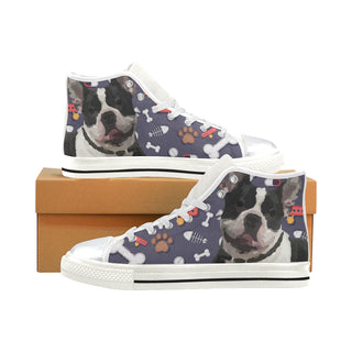 French Bulldog Dog White High Top Canvas Women's Shoes/Large Size - TeeAmazing