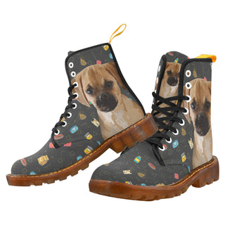 Puggle Dog Black Boots For Men - TeeAmazing