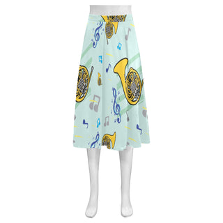 French Horn Pattern Mnemosyne Women's Crepe Skirt (Model D16) - TeeAmazing