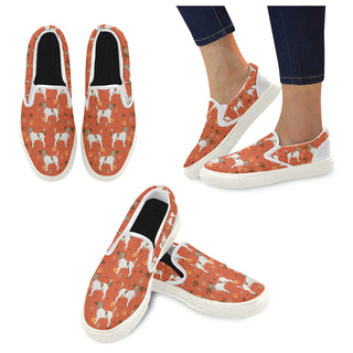 Jack Russell Terrier Water Colour Pattern No.1 White Women's Slip-on Canvas Shoes - TeeAmazing