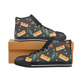 Keyboard Pattern Black Men’s Classic High Top Canvas Shoes /Large Size - TeeAmazing