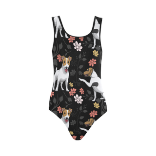 Jack Russell Terrier Flower Vest One Piece Swimsuit (Model S04) - TeeAmazing