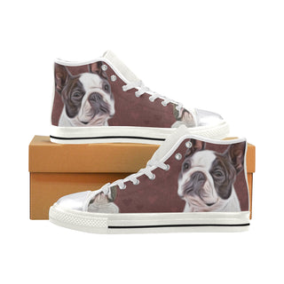 Boston Terrier Lover White Women's Classic High Top Canvas Shoes - TeeAmazing