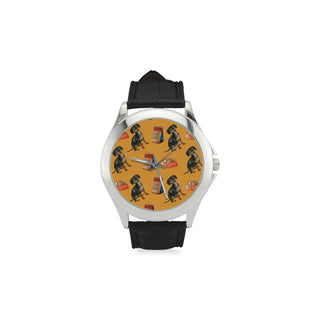Dachshund Water Colour Pattern No.1 Women's Classic Leather Strap Watch - TeeAmazing
