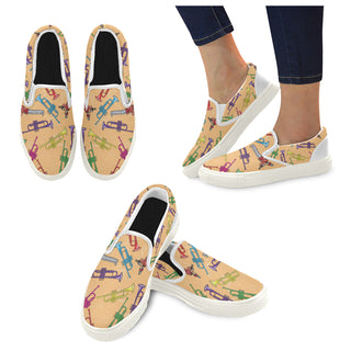 Marching Band Pattern White Women's Slip-on Canvas Shoes - TeeAmazing