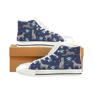 Coonhound Flower White High Top Canvas Shoes for Kid (Model 017) - TeeAmazing