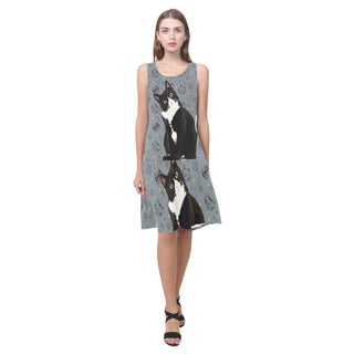 Tuxedo Cat Sleeveless Splicing Shift Dress - TeeAmazing