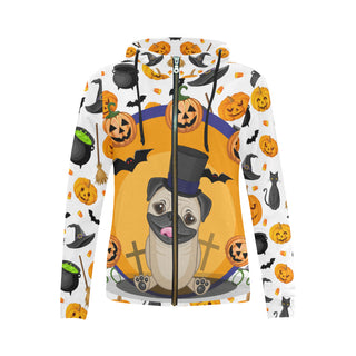 Pug Halloween V3 All Over Print Full Zip Hoodie for Women - TeeAmazing