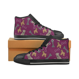 Soft Coated Wheaten Terrier Pattern Black Men’s Classic High Top Canvas Shoes /Large Size - TeeAmazing