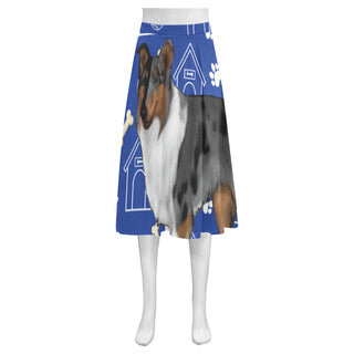 Collie Dog Mnemosyne Women's Crepe Skirt (Model D16) - TeeAmazing