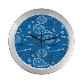 Badminton Pattern Silver Color Wall Clock - TeeAmazing