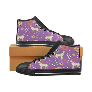 Labrador Retriever Flower Black High Top Canvas Shoes for Kid (Model 017) - TeeAmazing