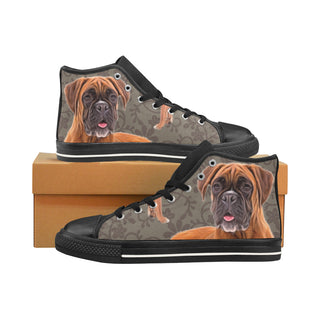 Boxer Lover Black Men’s Classic High Top Canvas Shoes /Large Size - TeeAmazing